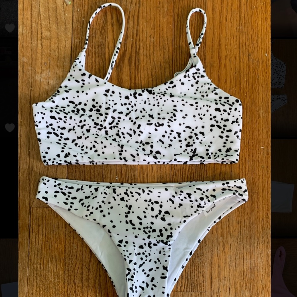 Black and white Dalmatian print bikini